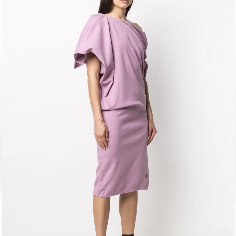 The Attico Asymmetric Draped Cotton-Jersey Mini Dress - Picture 2 of 13